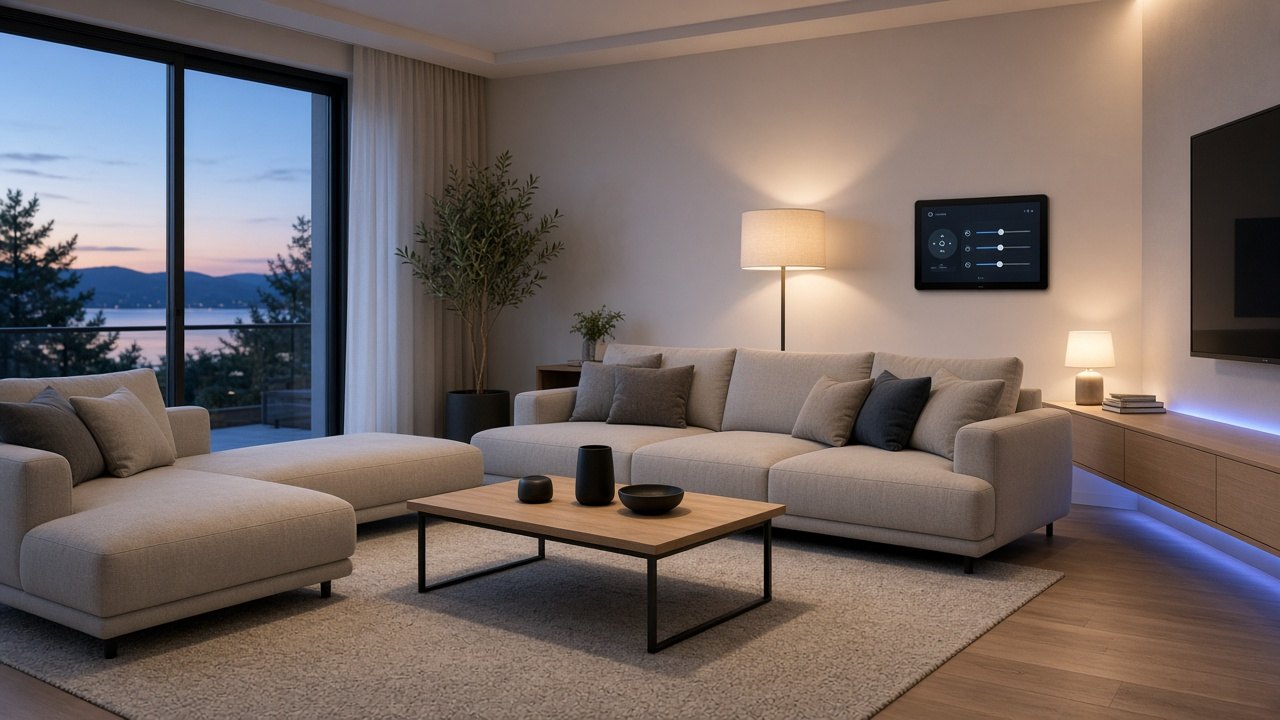 Interior de vivienda con sistema de control inteligente